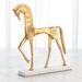 Global Views Roman Horse-Gold Marble in White/Yellow | 14.25 H x 2.75 W x 14 D in | Wayfair 8.83033