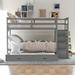 Twin Over Twin 4 - Drawer Solid Wood Bunk Bed w/ Trundle by Harriet Bee Wood in White, Size 65.7 H x 42.4 W x 97.2 D in | Wayfair