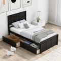 Red Barrel Studio® Twin Solid Wood Storage Platform Bed Wood in Brown | 41.3 H x 42.7 W x 79.92 D in | Wayfair ECAFEE48E55147B689FD2C143E83327E