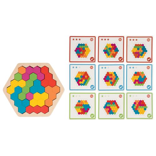 PLAYTIVE® Holz Regenbogen Legespiel Montessori (Hexagon Puzzle)