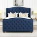 Angelina Queen Upholstered Tufted Wingback Panel Bed