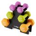 HolaHatha Dumbbell Set with 3, 5 and 8 Lb Hand Weights with Storage Rack - Black - 32 LB, Set of 6