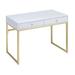 ACME 92312 Coleen 2-Drawer Metal Tube Home Office Decor Desk, White and Brass