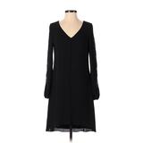 White House Black Market Casual Dress - A-Line V-Neck Long Sleeve: Black Solid Dresses - Women's Size 0