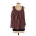 Ruby Ribbon Sleeveless Blouse: Scoop Neck Cold Shoulder Burgundy Polka Dots Tops - Women's Size X-Small