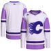 Men's adidas White/Purple Calgary Flames Hockey Fights Cancer Primegreen Authentic Blank Practice Jersey