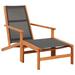 vidaXL Patio Chair with Footrest Solid Eucalyptus Wood and Textilene - 25.2" x 55.7" x 32.7"