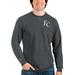 Men's Antigua Heathered Charcoal Kansas City Royals Reward Crewneck Pullover Sweatshirt