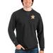 Men's Antigua Heathered Black Houston Astros Reward Crewneck Pullover Sweatshirt