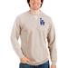 Men's Antigua Oatmeal Los Angeles Dodgers Reward Crewneck Pullover Sweatshirt