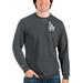 Men's Antigua Heathered Charcoal Los Angeles Dodgers Reward Crewneck Pullover Sweatshirt