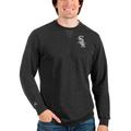 Men's Antigua Heathered Black Chicago White Sox Reward Crewneck Pullover Sweatshirt