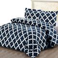 ComfyWell King Size Duvet - Printed Comforter Bedspreads, Coverlets & Sets, 2 Pillowcases Warm and Anti Allergy All Season Coverless Duvet, Throws For Bed.(King (220x230cm), Navy Blue)