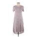 Lularoe Casual Dress - Midi: Gray Stripes Dresses - Used - Size 2X-Small