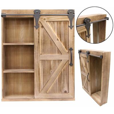 Mucola - Wandschrank Schiebetür Wandregal Spiegel Braun Hängeschrank Wandboard Hängend Schrank Image