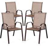 Gymax Set of 4 Patio Chairs Dining Chairs w/ Steel Frame Yard Outdoor - See Details