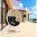 Aeven Patio Lounge Chair, Fabric Black Wicker , White