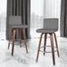 Swivel Wood Bar Stools PU Leather Upholstered Counter Stools Set of 2