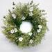 The Holiday Aisle® Dried Morning Daisies 22" Wreath in Green/Indigo/White | 22 H x 22 W x 5 D in | Wayfair 5384AFC1CBCA4E29A399184B92B69748