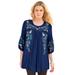 Plus Size Women's Boho Floral Tunic by Roaman's in Evening Blue Boho Floral (Size 26 W)