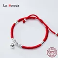 La Monada – Bracelet fil rouge pour La main en argent Sterling 925 corde à fil rouge cloche en
