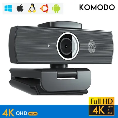 Webcam HD 4K avec Microphone et Couvercle de Confidentialité Capteur Autofocus Trépied Plug and