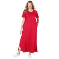 Plus Size Women's Perfect Short-Sleeve Scoopneck Maxi Tee Dress by Woman Within in Vivid Red (Size 3X)