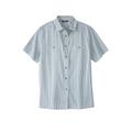 Men's Big & Tall Short Sleeve Seersucker Sport Shirt by KingSize in Navy Stripe (Size 8XL)