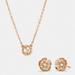 Coach Jewelry | Coach Circle Necklace & Tea Rose Stud Earrings Set | Color: Gold | Size: Os