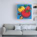 Rosalind Wheeler Various Tomatoes on Blue by Ron Magnes - Wrapped Canvas Painting Canvas in Blue/Red/Yellow | 14 H x 14 W x 2 D in | Wayfair
