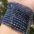 Petites perles de saphir bleu naturel rondes de 2 3 4mm en pierre à facettes pour la fabrication