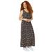 Plus Size Women's Sleeveless Knit Maxi Dress by ellos in Black Tan Fern Print (Size 14/16)