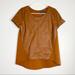 Anthropologie Tops | Anthro Leather Front Tee Shirt Top Sunday In Brooklyn Xs Vegan Orange | Color: Brown/Orange | Size: Xs