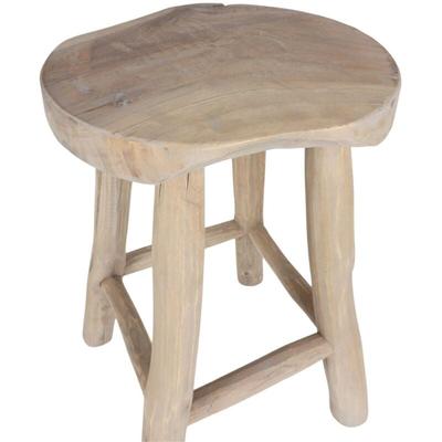Rustikaler Teakholz Hocker Sitzhocker Holzhocker Blumenhocker Beistelltisch Deko Image