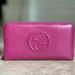 Gucci Bags | Gucci Embossed Logo Soho Zippy Leather Wallet Fuchsia Pink | Color: Pink | Size: Os