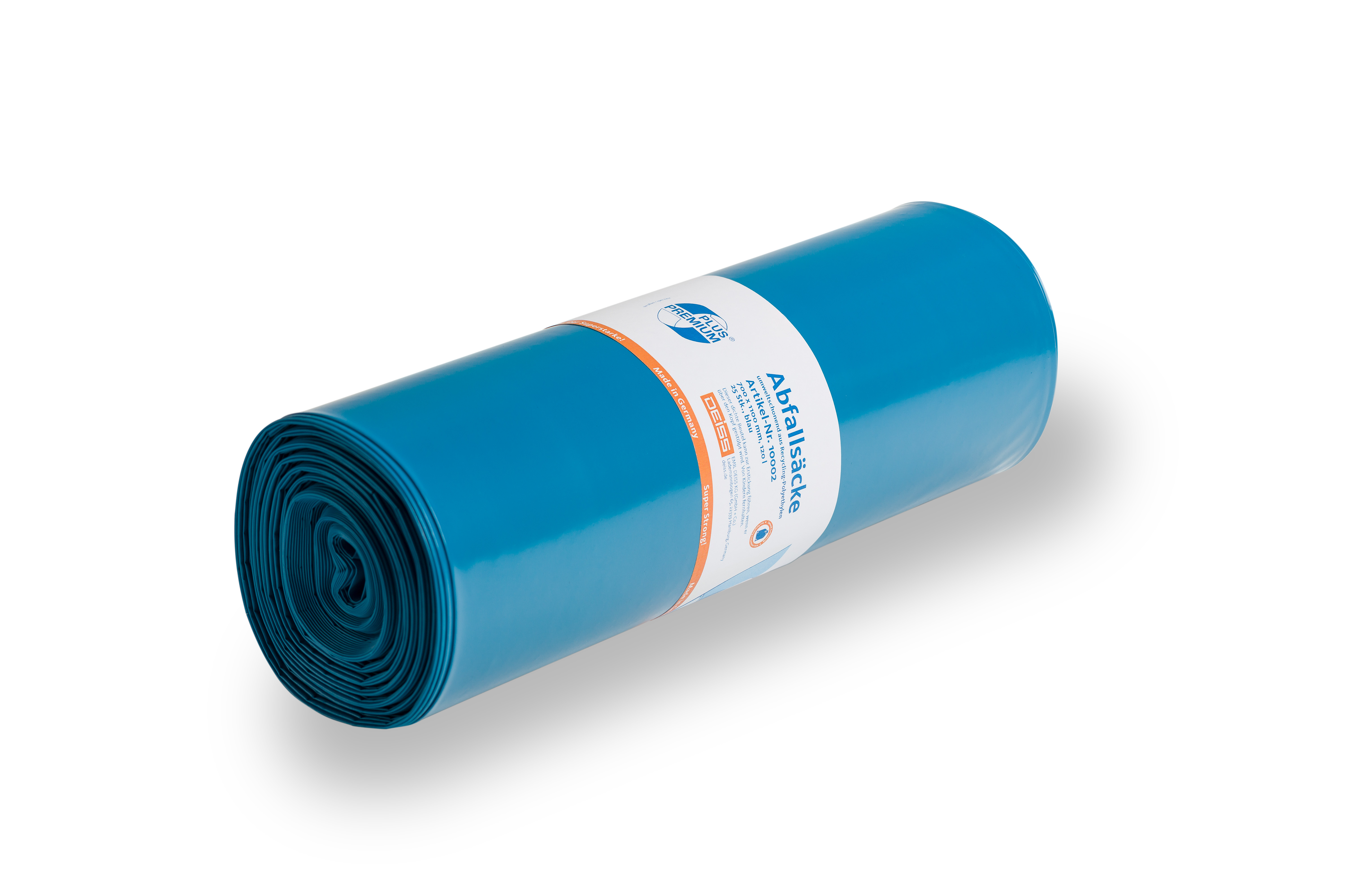 DEISS PREMIUM PLUS ® - KLIMANEUTRAL Abfallsäcke aus Recycling-LDPE 120 l 25 Stück/Rolle, 150 Stück/Karton Image