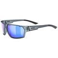 uvex Sportstyle 233 P - Sports Sunglasses for Men and Women - Polarized Lenses - Mirrored Lenses - Smoke Matt/Blue - One Size