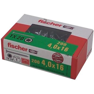 Fischer - 200x Spanplattenschraube 4,0x16 TX20 Holzschrauben verzinkt Vollgewinde Image