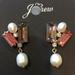 J. Crew Jewelry | J. Crew Penelope Baguette Cluster And Pearl Drop Earrings | Color: Pink/Tan | Size: 1.25” Long