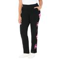 Plus Size Women's French Terry Motivation Pant by Catherines in Black Floral (Size 0X)