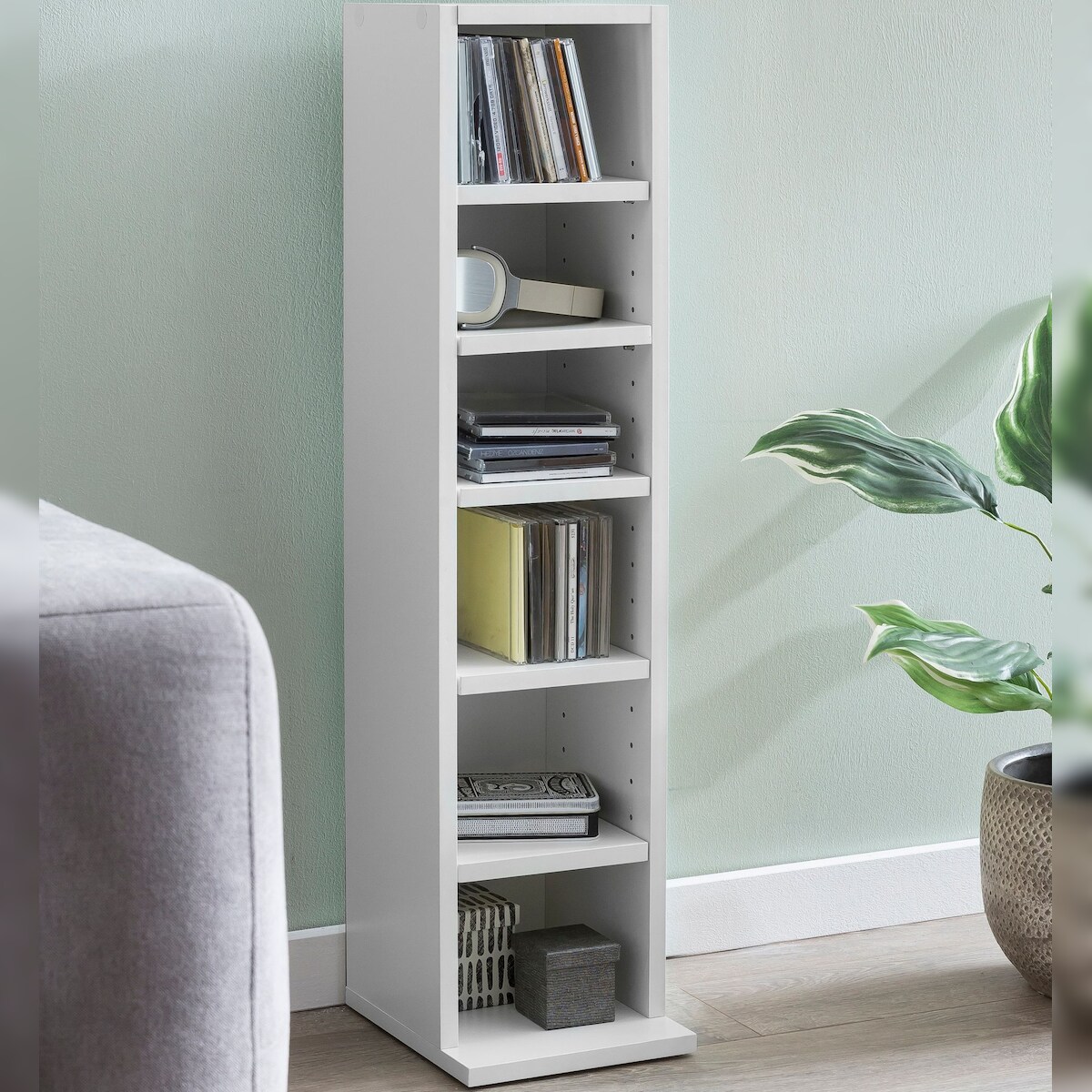 FineBuy Bücherregal SV51375 Standregal 21x91x25,5cm Wandregal 6 Fächer Holzregal Image