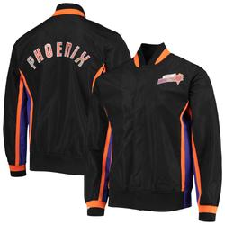 Men's Phoenix Suns Black Mitchell & Ness Hardwood Classics 75th Anniversary Authentic Warmup Full-Snap Jacket