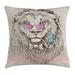 East Urban Home Ambesonne Animal Throw Pillow Cushion Cover, Magestic Lion Head Hipster Style Glasses Sketch Print Image | Wayfair