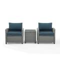 Birch Lane™ Lawson Wicker/Rattan Seating Group w/ Cushions Synthetic Wicker/All - Weather Wicker/Wicker/Rattan in Gray/Blue | Outdoor Furniture | Wayfair