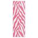 Pink/White 144 x 48 x 0.5 in Living Room Area Rug - Pink/White 144 x 48 x 0.5 in Area Rug - Everly Quinn Zebra Light Pink Area Rug For Living Room, Dining Room, Kitchen, Bedroom, , Made In USA | Wayfair