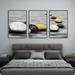 Latitude Run® Stones Aluminum Framed Wall Art - 3 Piece Picture Aluminum Frame Print Set On Canvas Black 6 Metal in Gray/White | Wayfair