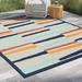 Blue/Orange 96 x 63 x 0.15 in Area Rug - Beachcrest Home™ Berberia Striped Indoor/Outdoor Area Rug in | 96 H x 63 W x 0.15 D in | Wayfair