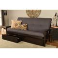 Monterey Frame - Espresso Finish - Twill Gray Mattress - Storage Drawers - Kodiak Furniture KFMODEPTGRYLF5MD4