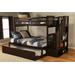 Kelcie Twin - Full Bunk Bed Dark Chocolate - Trundle Bed+Tray - Kodiak Furniture KFTFKLCTCHT10