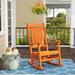 Lark Manor™ Aiyanna Outdoor Potwin Rocking Plastic Chair in Orange | 41.7 H x 25.2 W x 33.9 D in | Wayfair F7615C2DD8194774BCBC57BC2EECC5A9